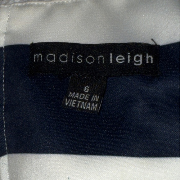 Madison Leigh Navy Blue Striped Preppy Nautical Yacht Lace Shift Dress - Picture 10 of 10